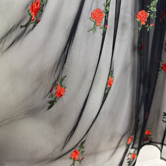 Love Culture | Black Romper with Sheer Rose Embroidered Sheath - S - Picture 6 of 7